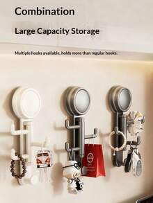 1pc Rotating Hook, Vacuum Suction Cup Hanger, For Dorm, Bedroom, Behind Door, Kitchen, Bathroom, Towel, Umbrella, Key Hook - Multicolor - View 12