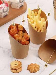 50个牛皮纸食品杯/薯条杯/零食杯/水果杯，12盎司一次性开胃菜杯，蛋挞杯，烘焙包装盒，冰淇淋杯，圆形纸杯，牛皮纸托盘，适用于盛放各种零食，如麦片、华夫饼、糖果、饼干、松饼、墨西哥卷饼、冷冻甜点、馅饼等，适合各种场合和周年纪念日。 - 原色 - 查看 1