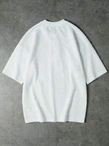 Teen Boys Textured Loose Fit Short Sleeve T-Shirt, Casual School/Work Wear, Spring/Summer - White - View 6