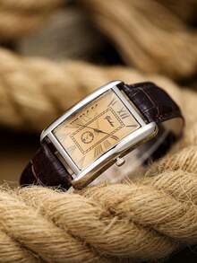 1pc Men's Quartz Watch With Fashionable Temperament Suitable For Daily Matching Birthday/Graduation Gifts Casual Gatherings - Brown - View 5