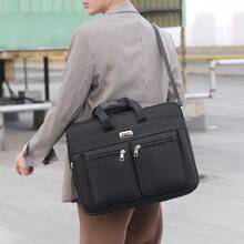 1pc Fashion Versatile New Large Capacity Men's Briefcase, Commuter Laptop Bag - Black - View 7