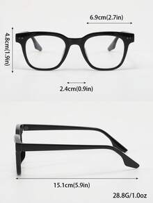 1 par de gafas ópticas cuadradas de PC unisex, con marco empotrado de remaches, adecuadas para uso diario, regalo ideal para el Día de San Valentín - Negro - Ver 11