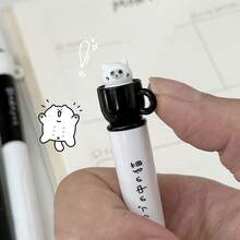 1支猫咪造型茶杯笔，创意旋转杯书写笔，0.5毫米，速干黑色笔芯，趣味放松旋转笔芯，硅胶笔套，ST速干，0.5毫米毛笔型黑色笔，办公用品，返校季，节日礼物 - 多色 - 查看 13