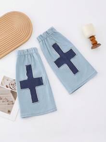 1 par de polainas femininas personalizadas em jeans multicoloridas com design patchwork cruzado, ideais para primavera, outono, passeios, encontros e festas. - Multicolorido - Ver 13
