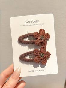 2pcs Girls' Bangs Clips, New Flower Hair Clips, Cute BB Hair Clips, Suitable For Daily Use - Multicolor - View 4