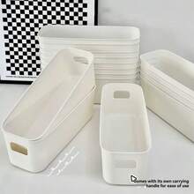 3pcs Rectangular Plastic Storage Boxes, Drawer Organizers For Cosmetics, Snacks, Socks And Other Miscellaneous Items - White - View 6
