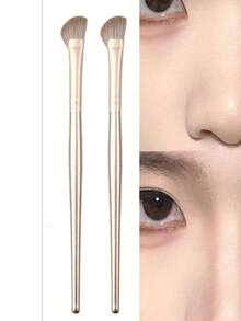 2pcs Portable Soft Angled Nose Highlighter Brush, Professional Makeup Contouring Tool, Foundation Brush, Concealer Brush, Contour Brush, Nose Shadow Brush - Multicolor - View 6