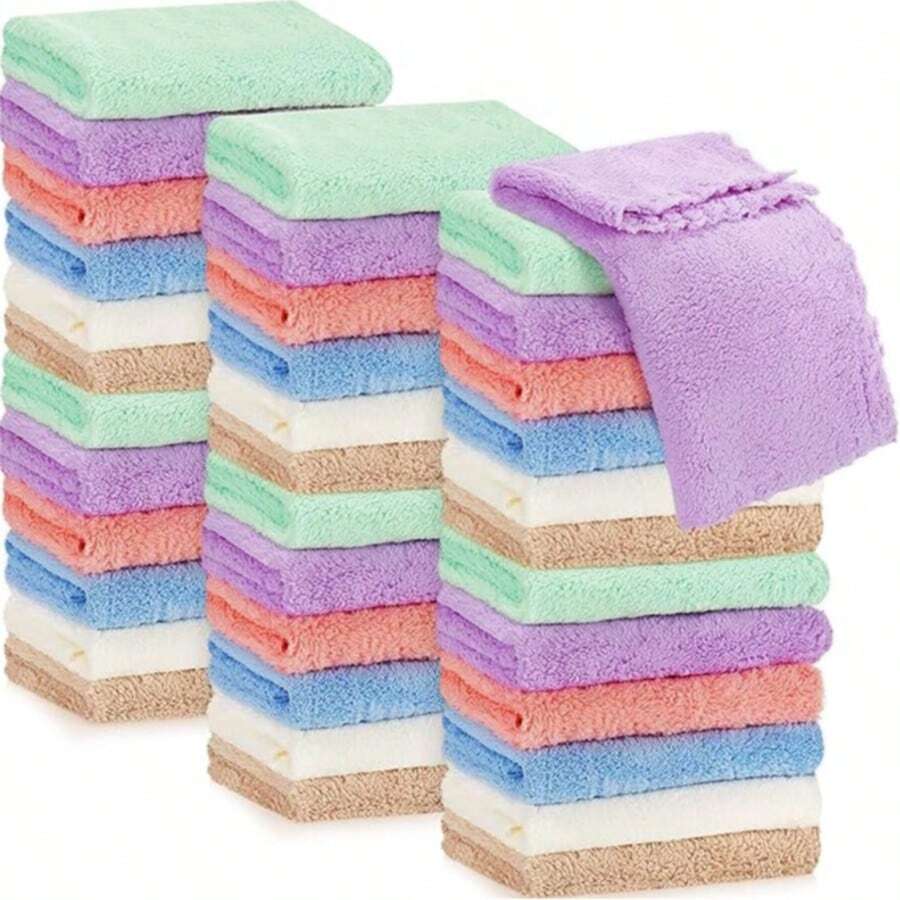 6 paquete de toallas de mano tipo spa - 10x10 pulgadas, toallas faciales altamente absorbentes para gimnasio, cabello, rostro, paquete de toallas pequeñas - Multicolor - Ver 1