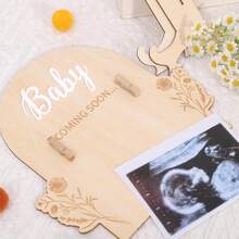 Pregnancy Announcement Sign With Photo Clip, Baby Coming Soon Wooden Ultrasound Picture Frame, Baby Reveal Announcement Board, Pregnancy Reveal Gift For New Parents, Nursery Decor - Multicolor - View 10