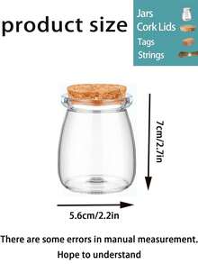 3.4oz Small Glass Jar With Soft Cork Lid, Suitable For Wedding, Baby Shower Party, Party Favors, Candy Gift Jars, Comes With Rope And Tags, Ideal For Baby Girl Birthday Party Decor - Transparent - View 3