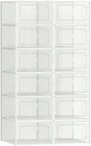 12-Grid Combination Transparent Shoe Boxes Stackable Dustproof Shoe Box Storage Compartment - View 6