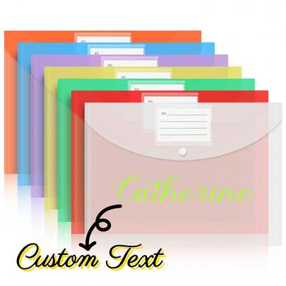Customizable A4 Rounded Cover Name Card File Folder, Waterproof Transparent Cross-Border Plastic Document Organizer Bag, PP Snap Matte Stationery Bag, Student/Office Document Folder