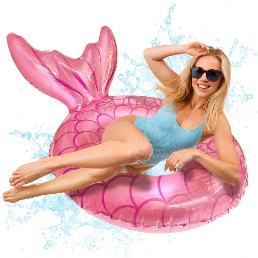 Inflable Cola Sirena Rosa Salvavidas Flotador Adulto Alberca - Rosa Roja - Ver 1