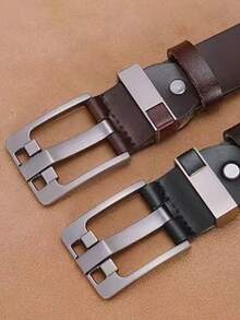 Men's Retro Buckle Leather Belt, Business Casual Faux Leather Waist Belt, Versatile For Commuting Pants - Multicolor - View 8