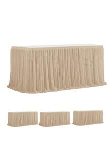 1pc Polyester Ruffled Table Skirt, Suitable For 48/72/96/108/168 Inch Rectangular Tables, Wrinkle-Resistant And Easy To Clean, Ruffle Hem Design, Ideal For Birthday, Party, Wedding, Bridal Shower, Celebration Decor - Multicolor - View 35