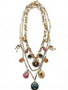 1 Set Fashionable Multi-Layer Retro Floral Dopamine Color Necklace - Multicolor - View 1