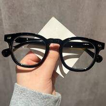 2024 New Model Light Flat Glasses Men And Women, Black Frame, Retro Small Frame Round Faces, Street Style Personality Eyewear - 豹紋框 - 查看 3