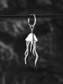 1 mặt dây chuyền hình sứa bằng thép không gỉ, khuyên tai thời trang chủ đề đại dương dành cho nam giới. - Bạc - Xem 1