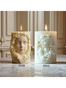 Molde de silicona con diseño de relieve floral elegante, adecuado para velas y jabones DIY, decoración casera hecha a mano, molde decorativo elegante - Cilindro - Ver 1