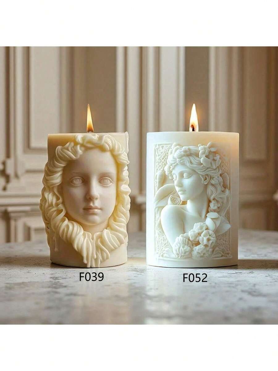 Molde de silicona con diseño de relieve floral elegante, adecuado para velas y jabones DIY, decoración casera hecha a mano, molde decorativo elegante - Cilindro - Ver 1