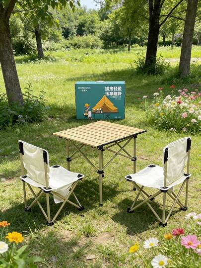 Juego plegable y liviano de mesa de camping y 2 sillas - Muebles portátiles para picnic al aire libre con bolsa de transporte para senderismo, playa, festival, pesca y viaje - Conjunto de comedor de camping compacto y plegable