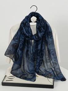 1条新款巴厘岛纱线墨水旋风印花围巾，优雅时尚的女士薄款防晒围巾，多功能柔软披肩围巾，日常晚装外套，旅行沙滩遮阳披肩，摄影服饰及节日礼物 - 彩色 - 查看 14