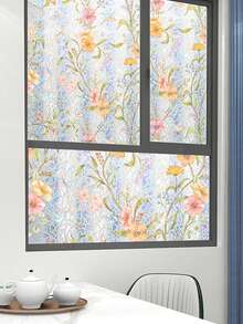 Privacy Window Film - Static Cling Glass Frosted Film, Self-Adhesive/Glueless Privacy Window Sticker. Semi-Transparent - Elegant Tulip Pattern Design, Multiple Sizes Available, Suitable For Door And Window Decoration And Privacy Protection, Applicable For Office And Bathroom. - Multicolor - View 10