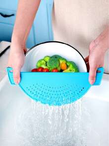 Versatile Kitchen Draining Tool – PP Material, Pot Side Design For Straining Noodles, Veggies & Fruits - Black - View 9