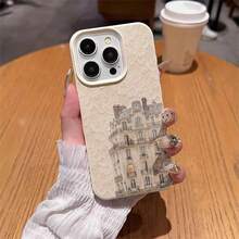 1 pieza Funda de teléfono con patrón de patchwork de arquitectura de París de material TPU con base de encaje, compatible con iPhone 17 Pro Max/17/16 Pro Max/15/13/12/11, S20 FE/A15/S24/A55, Note 11/Note 12/Note 13 Pro, cobertura completa, protección suave anti-caídas - Blanco - Ver 4