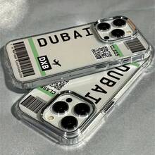 1 pieza Funda suave y resistente a golpes de TPU transparente con marco de metal con estampado de boleto de avión, de alta calidad, adecuada para modelos Apple 17/17Pro/17Promax/16/16Plus/16Pro/16ProMax/15/15Plus/15ProMax/14/14Plus/14Pro/14ProMax, 13/13Pro/13ProMax, 12/12Pro/12ProMax, 11/11Pro Max - Multicolor - Ver 2