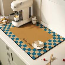 1 pieza Almohadilla para café, adecuada para encimera de cocina, barra de café, escurridor de platos, aplicable para cafetera, cafetera, máquina de espresso - Azul - Ver 16