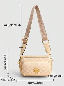 2025 New Fashion Classic Versatile Solid Color PU Waterproof Rhombus Design Retro Chic Metal Animal Logo Shoulder Bag Square Bag Letter Pattern Decor Crossbody Bag Suitable For Shopping, Women Animal Print Tote - Beige - View 6