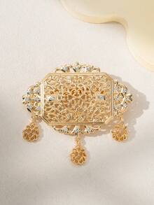 1 件阿拉伯花卉图案镀金女士胸针、围巾夹、摩洛哥新娘胸针、中东时尚珠宝、婚礼和节日 - 金色 - 查看 1