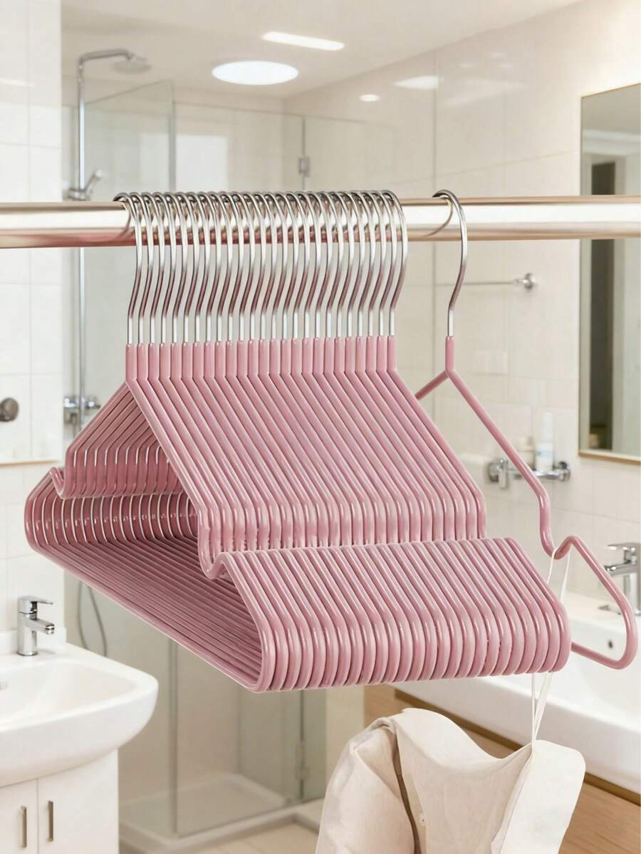 40pcs Adult Non-Slip Coated Hangers, Lightweight Luxury Home Closet Hangers Suitable For Shirts And Pants - Pink - View 1