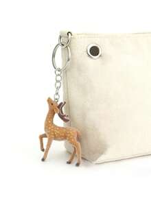 1pc Elegant Flocked Deer Keychain, Mini Deer Bag Charm, Keychain/Backpack Accessory - Multicolor - View 4