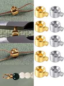 10pcs/20pcs/50pcs Handmade Bracelet, Necklace, Earring, Keychain, Anklet Metal Clasp Beads, Gold And Silver Spacer Beads, Metal Beads, Beading Accessories - Cylindrical - View 2