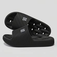 Dép nam thời trang thiết kế chữ đục lỗ, dép đôi mềm mại chống trượt bằng chất liệu EVA, dép đi biển, hồ bơi, nhà tắm tinh tế, nhanh khô, thoáng khí, thoải mái, dép đi trong nhà chất lượng cao, nhẹ và êm ái, lý tưởng cho gia đình và phòng tắm, thiết kế đơn giản, mềm mại, giảm sốc, dễ dàng mang vào và tháo ra. - màu đen - Xem 7