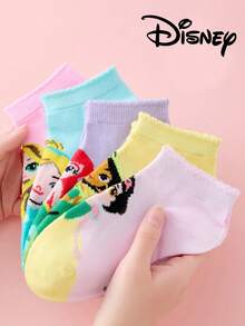 Disney 袜子 10/5/1 双 儿童公主蕾丝袜，艾莎和美人鱼卡通中筒袜，韩版夏季透气女童学生袜 - 彩色 - 查看 2