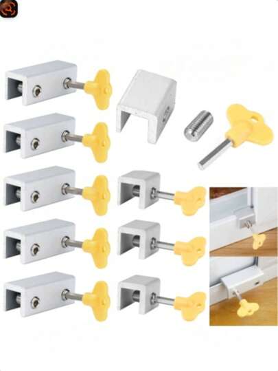 5 verstelbare schuiframensloten van aluminiumlegering met sleutels, veiligheidssloten geschikt voor horizontale schuifdeuren en ramen