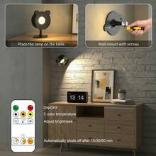 4/2/1pc LED Wall Lamp, 360°Rotation Dimmable Cordless Wall Light With 3 Color Temps, LED Wall Mounted Lights With 1200mAh Rechargeable, Dimmable And Timer, Touch And Remote Control, Wall Decor Light For Art Display, Frame And Bedroom Lighting - Wall Lamp - View 6