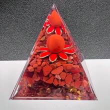 1颗天然红玉碎球，生命之树树脂能量金字塔，能量强大的水晶，用于脉轮平衡、灵性疗愈和冥想，招财纳福，馈赠佳品 - 彩色 - 查看 23