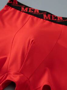 6 piezas/paquete Calzoncillos tipo bóxer con cintura con letras para adolescentes, troncos de tiro medio - Multicolor - Ver 5