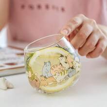 1 chiếc cốc thủy tinh hình mèo dễ thương, cốc thủy tinh hoạt hình hình chú mèo tròn trịa, cốc đựng nước ép và đồ uống lạnh, dung tích 270ml/320ml - Nhiều màu - Xem 2