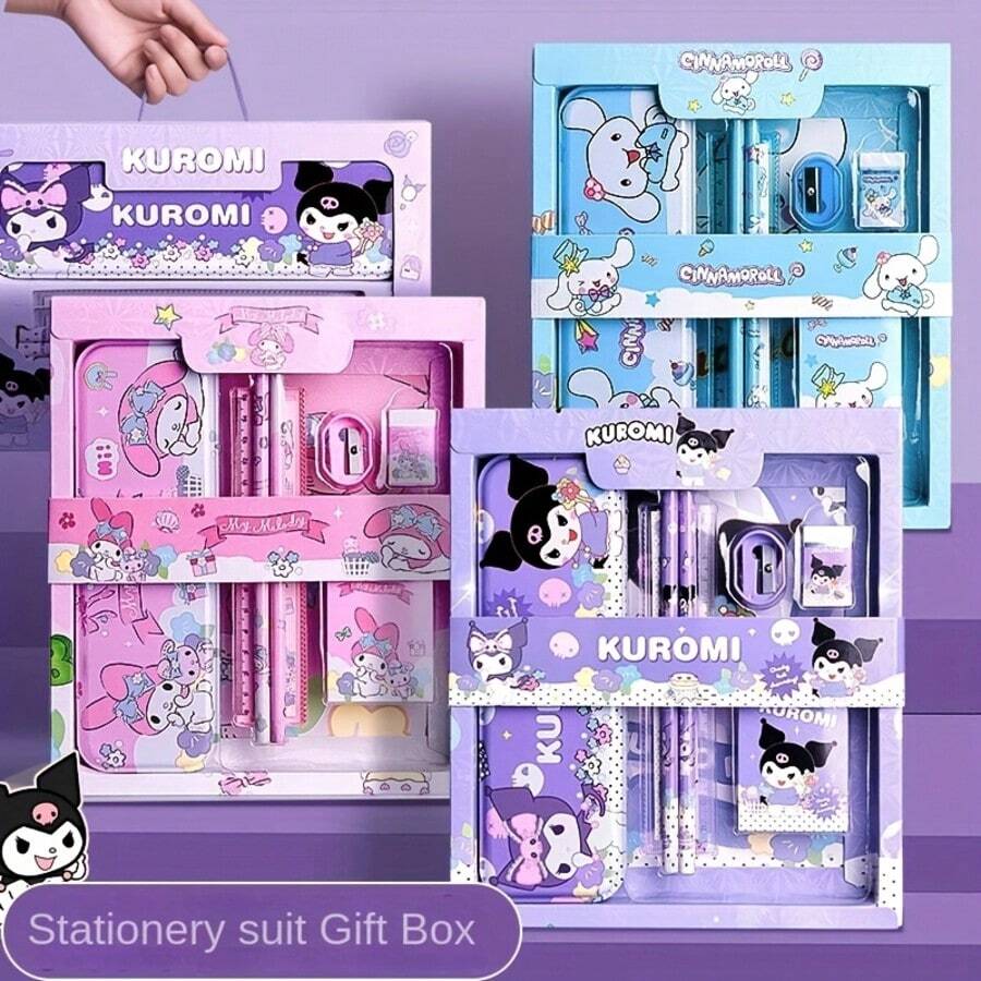 SANRIO Bộ văn phòng phẩm 6/12 món, gồm bút chì, tẩy, thước kẻ, đồ dùng học tập cho học sinh, quà tặng. - Nhiều màu - Xem 1