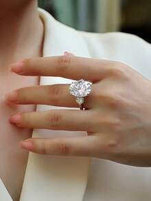 Anillo de Moissanita de plata de ley 925, hipoalergénico, anillo de compromiso/boda, diseño minimalista, uso diario versátil, regalo para el Día de San Valentín, cumpleaños, boda, viene con caja de regalo y certificado - Plateado - Ver 3