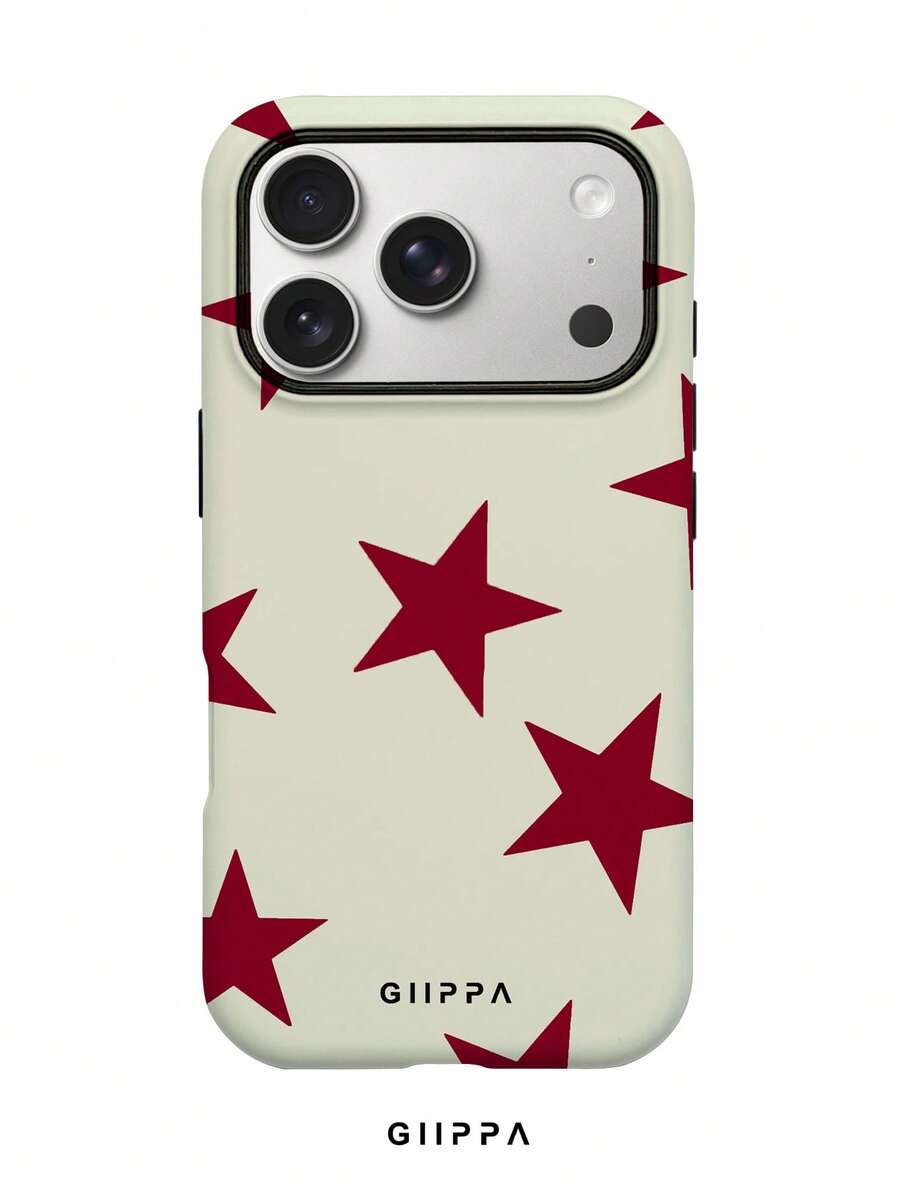 GIIPPA 1件紅色星星圖案設計手機殼,適用於Phone 17 Pro Max,相容Phone 16 Pro Max、15 Pro Max、14 Pro Max,韓系高端時尚趣味手機殼,相容11/12/13/14/15/16 Pro Max Plus,優雅設計適合男女使用,復活節、婚禮季與生日送給女友的完美禮物! - 紅色 - 查看 1