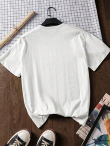 豹纹圆领T恤，复古街头风，圆领短袖，大码女式T恤，宽松舒适，春季前开衩半身裙，大码女装，白色衬衫，女装，夏季休闲穿搭 - 白色 - 查看 6