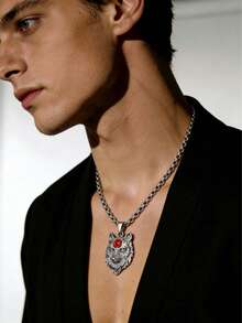 新款欧美风吊坠，女士狼貔貅项链，个性时尚，恶魔之眼吊坠，男士配饰，嘻哈风格 - 彩色 - 查看 1