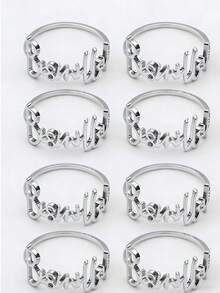 Anillos para servilletas universales, anillos para servilletas minimalistas de alta gama con letras, adecuados para fiestas, bodas, eventos y la mesa de comedor diaria - Multicolor - Ver 14