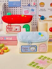 1个全新原装冬季小屋毛绒卡通铅笔盒，简约大容量学生文具包，甜美少女风铅笔袋，办公用品包，化妆工具收纳包，高品质大容量铅笔盒，桌面配件，适合作为情人节礼物、学生礼物、学习用品、校园娱乐用品、学校奖励、教师课堂用品、返校必备品、儿童节礼物 - 毛絨小屋 - 查看 6